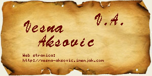 Vesna Aksović vizit kartica